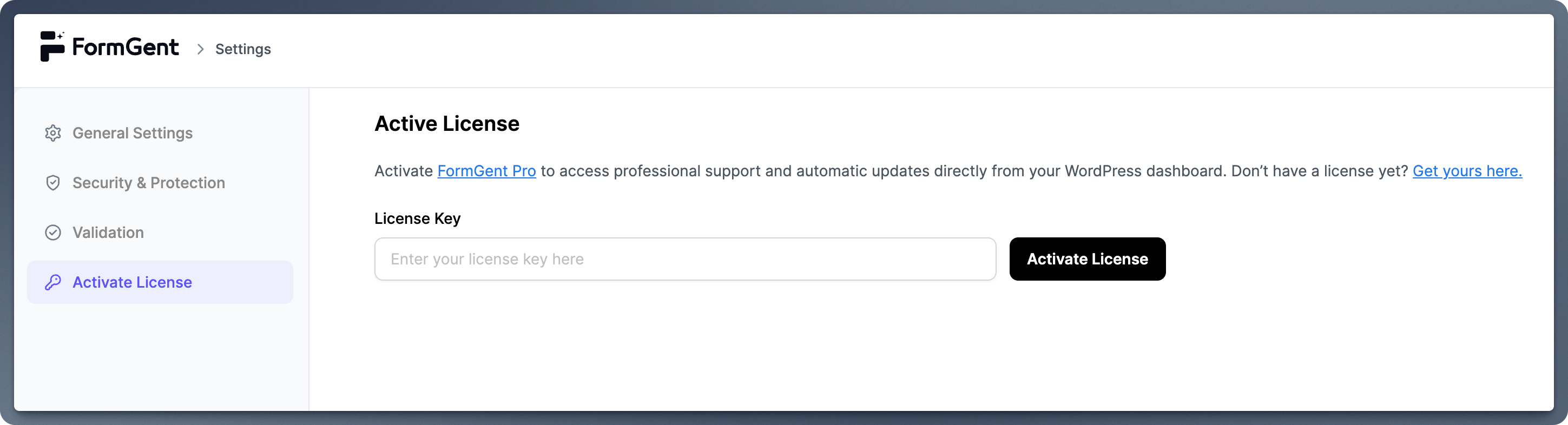 Configuring FormGent: First Steps 9 Activate License