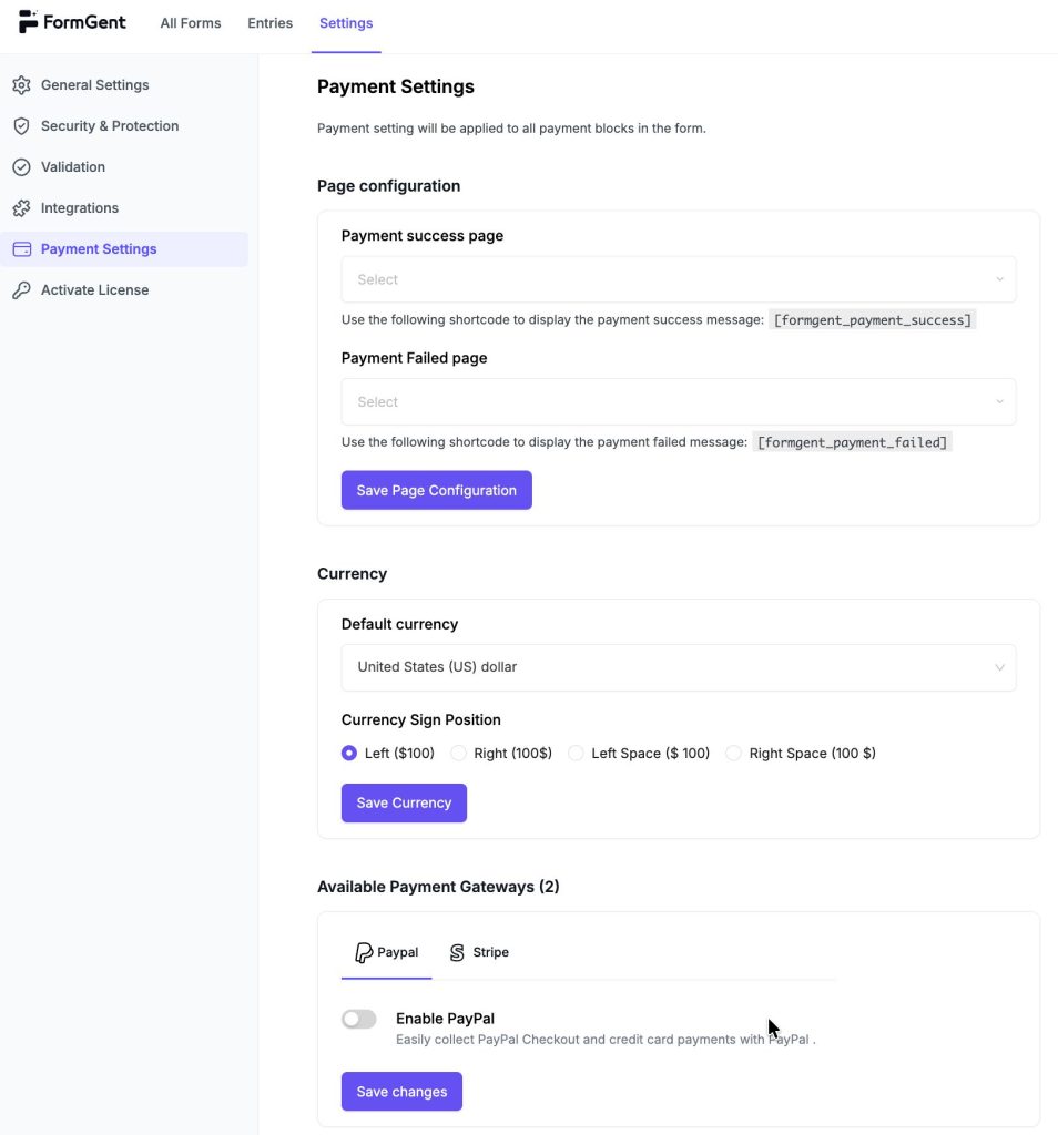 Configuring FormGent: First Steps 5 Payment Settings