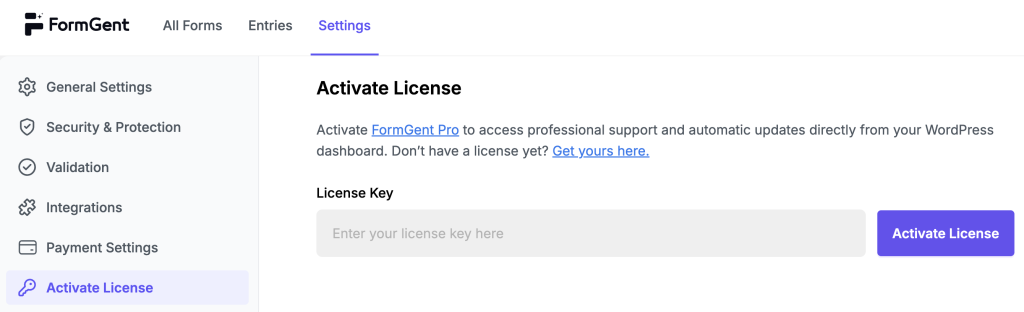 Activating FormGent Pro License 6 Activate License