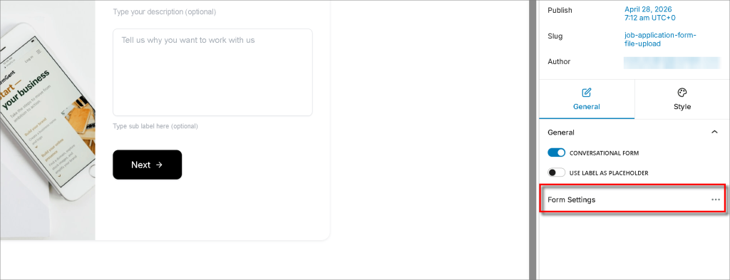 Creating Your First Form: A step-by-step guide 7 Form Setting