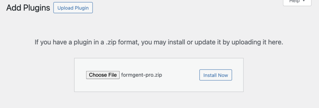 Activating FormGent Pro License 3 Upload Plugin