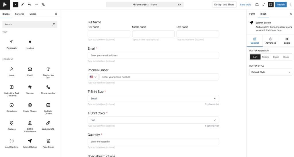 How to Create a T-shirt Order Form in Minutes Using AI-Form Builder 15 Now, your Form is ready within a few seconds.