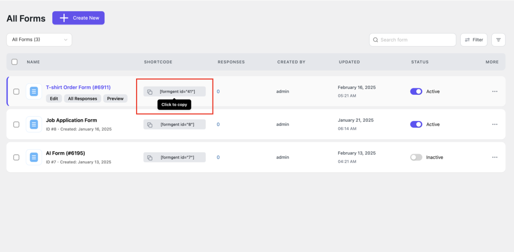 How to Create a T-shirt Order Form in Minutes Using AI-Form Builder 20 Share & Embed – Copy the URL for email social media, or use the FormGent shortcode to embed it on your WordPress site.