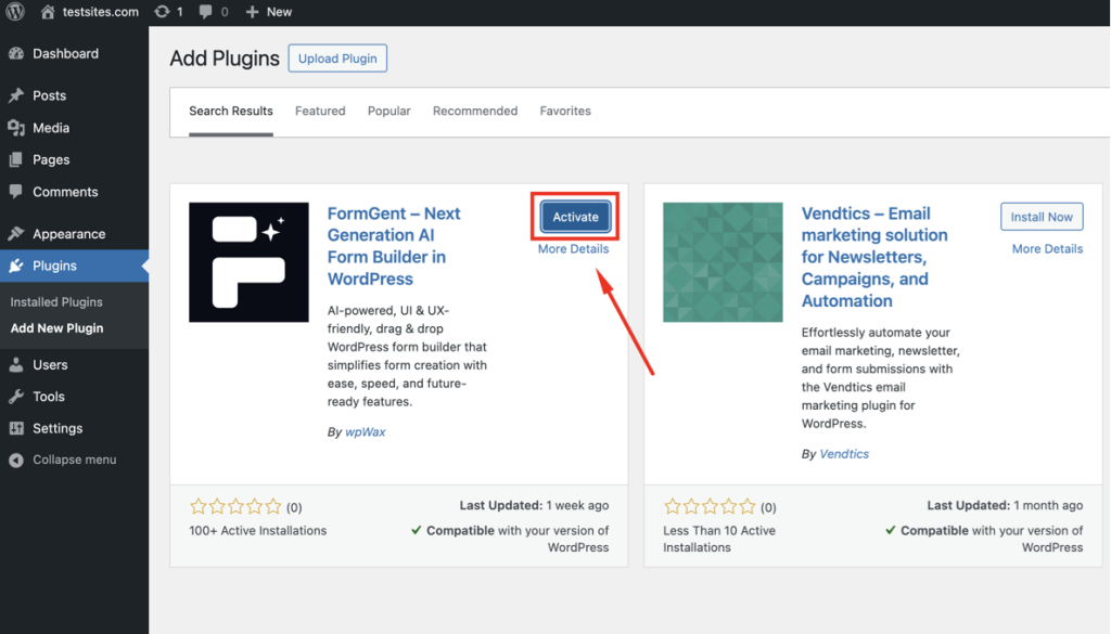 How to Create Application Forms in WordPress Using FormGent 6 After installing, click Activate to enable the plugin