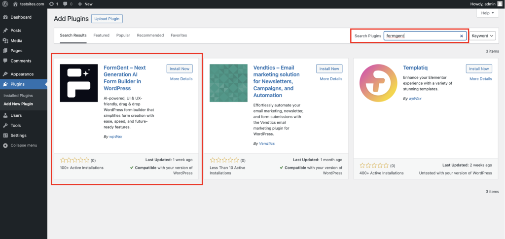How to Create Application Forms in WordPress Using FormGent 4 Use the search bar to look for FormGent