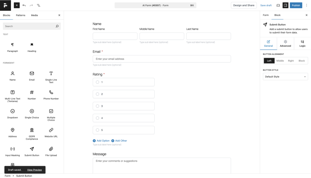 You'll now see a ready-to-use feedback form on your dashboard.