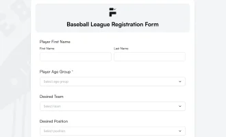 baseball league registration form