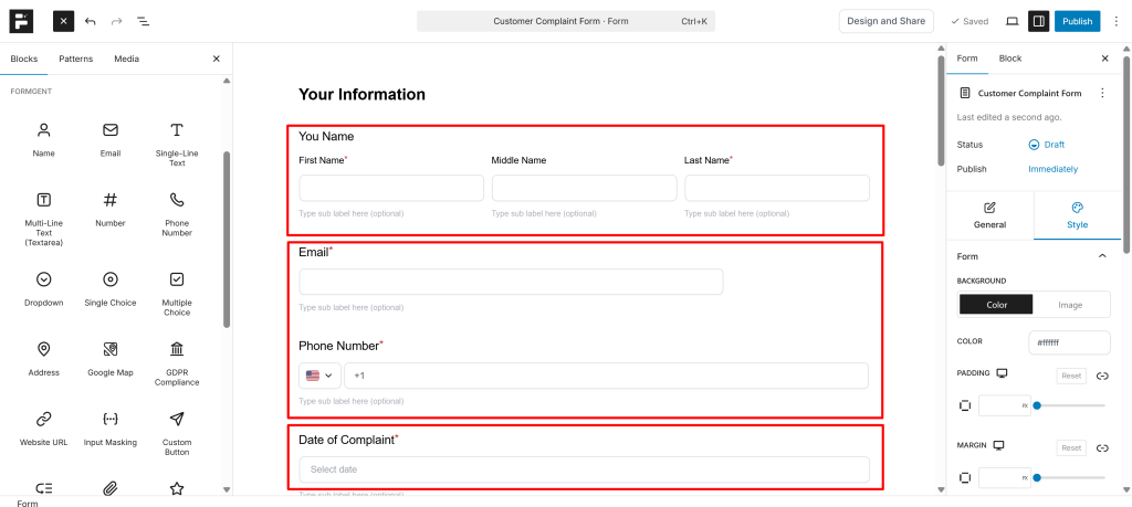 Add and Customize Essential Complaint Fields