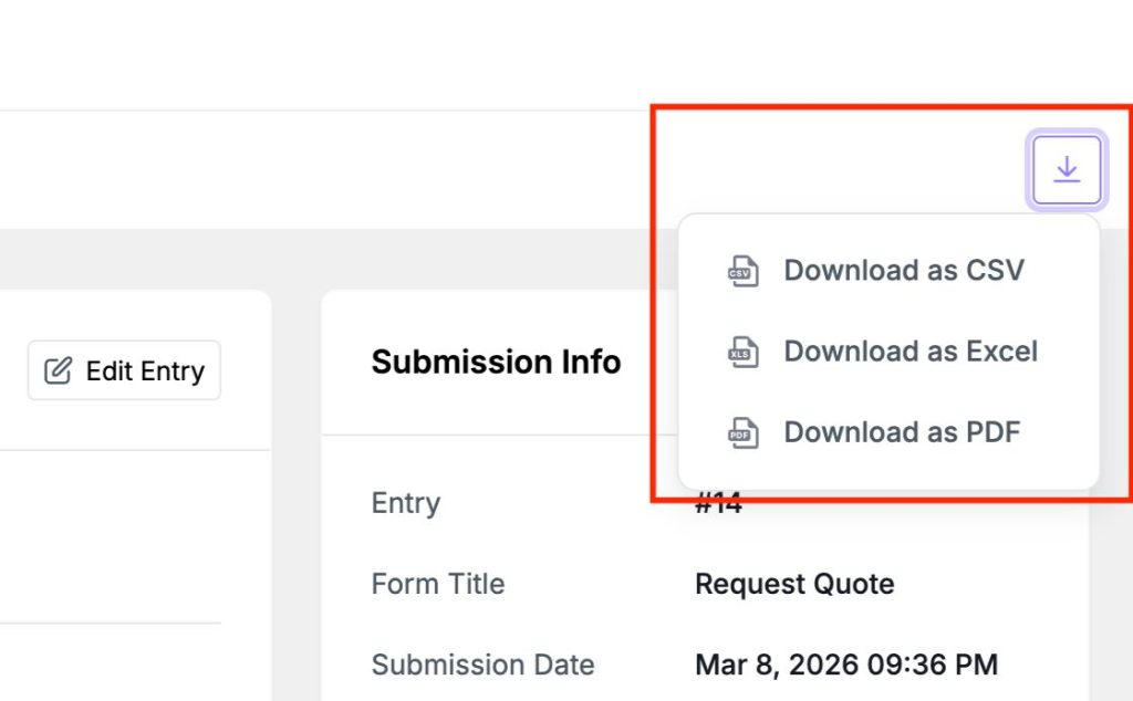 Viewing a Single Entry 6 Download Entry