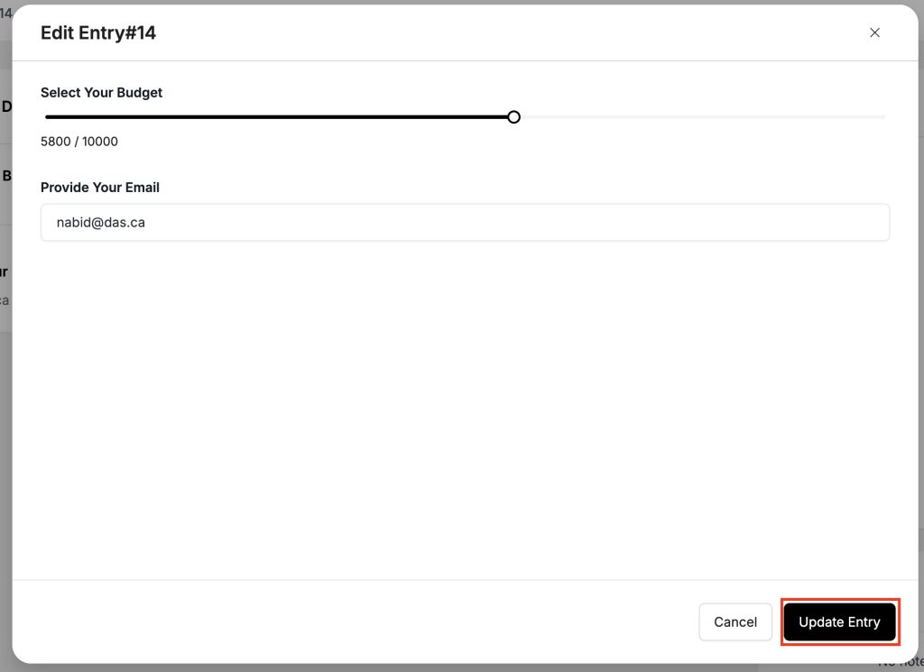 Viewing a Single Entry 4 Edit Entry