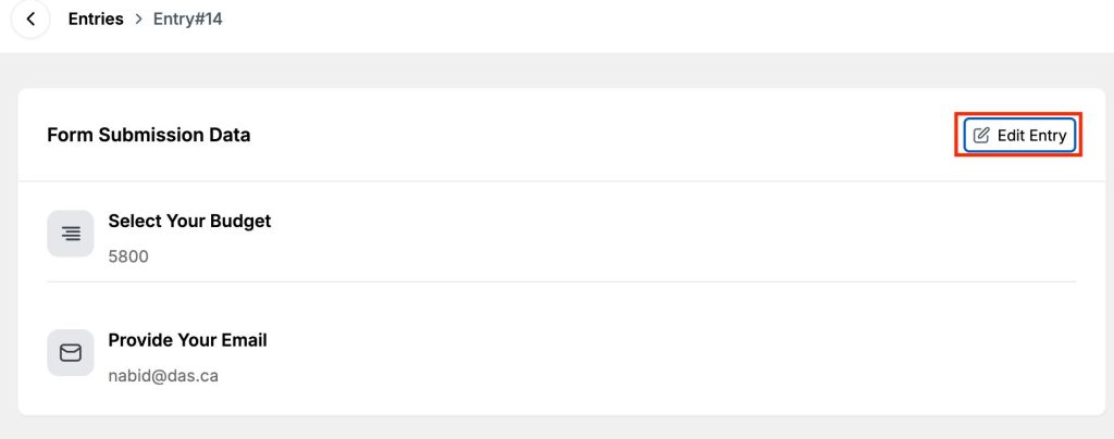 Viewing a Single Entry 3 Edit Entry Click