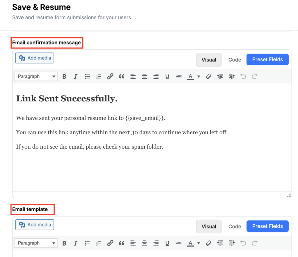Save and Resume Later 6 Save and Resume Email