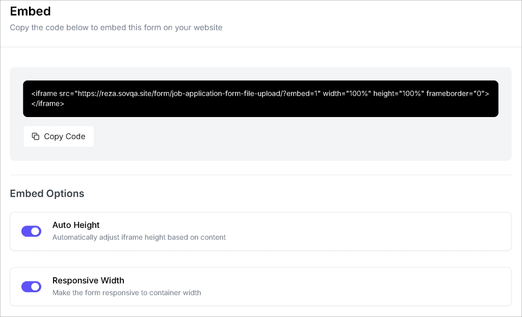 Creating Your First Form: A step-by-step guide 17 Embed form in website