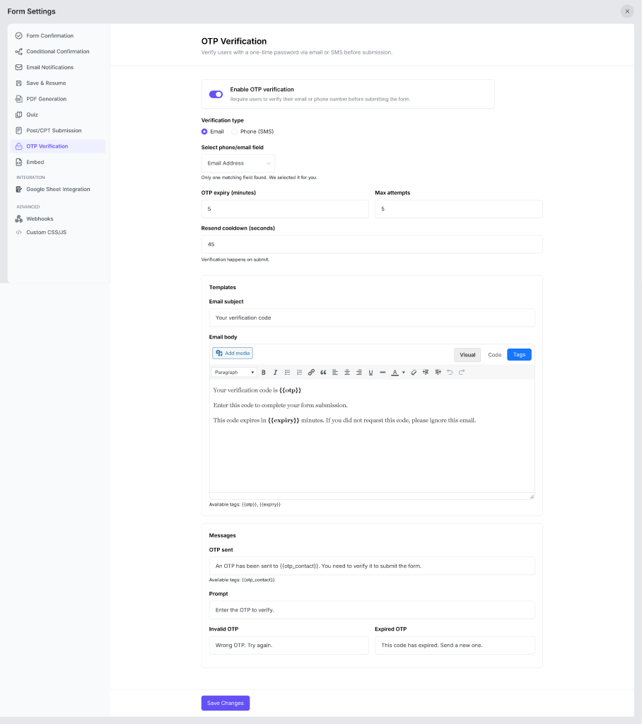 Creating Your First Form: A step-by-step guide 16 OTP Verification