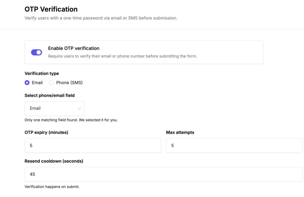 FormGent v1.6 Overview: Everything We've Built Since Launch 6 OTP Settings