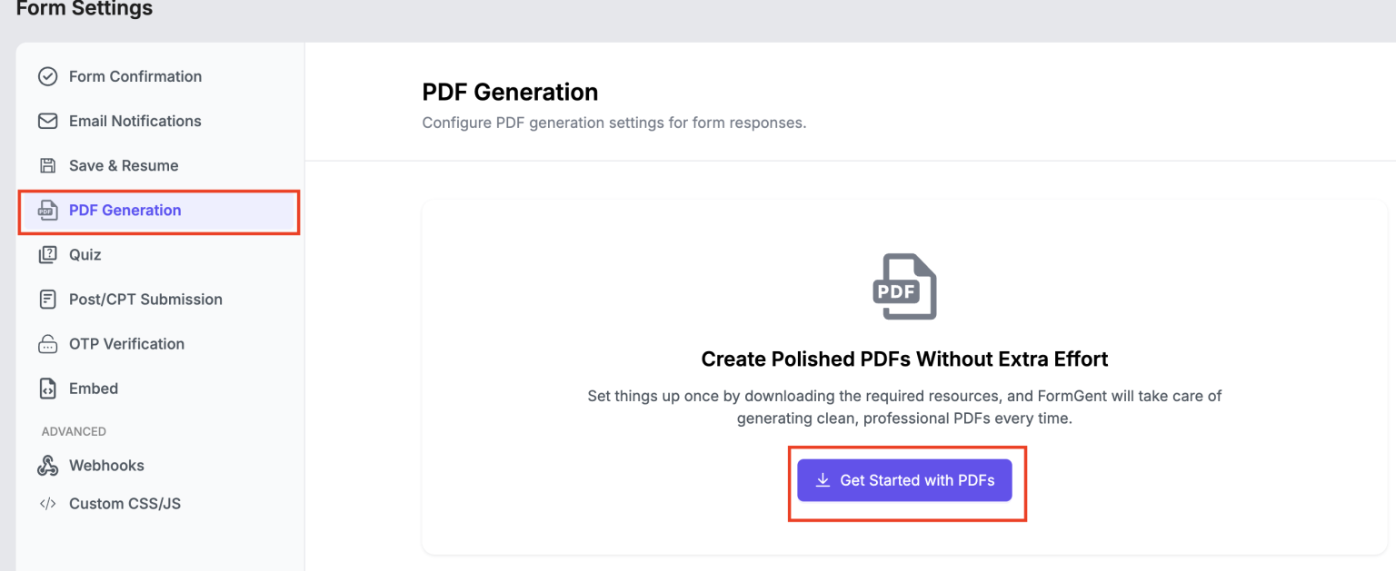 PDF Generation - FormGent