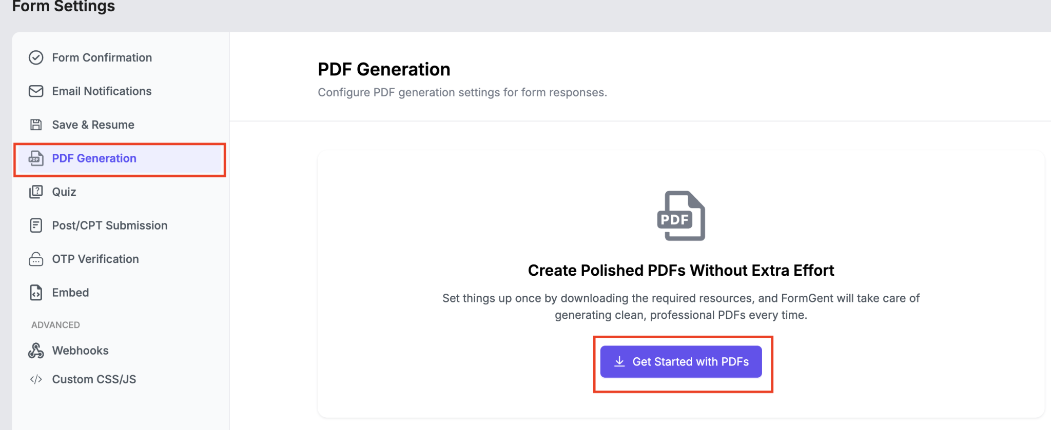 PDF Generation - FormGent