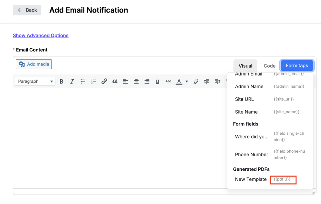 PDF Template Insertion
