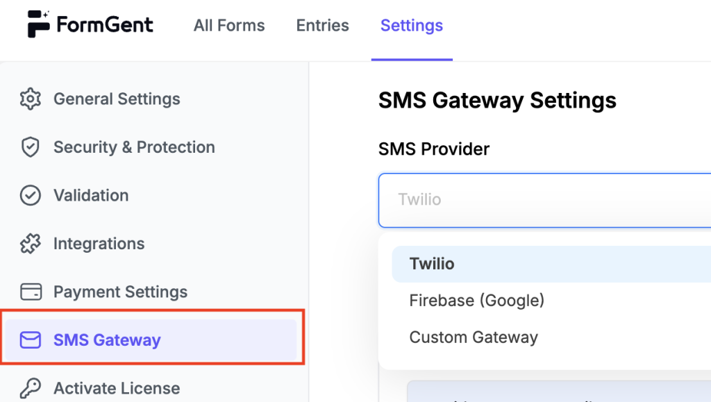 SMS Gateway Integration 1 SMS Gateway Settings