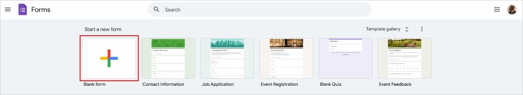Start Creating a new Google Form