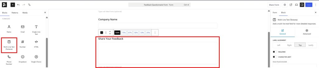 How to Create a Questionnaire Form (Step-by-Step Guide) 4 multi line text