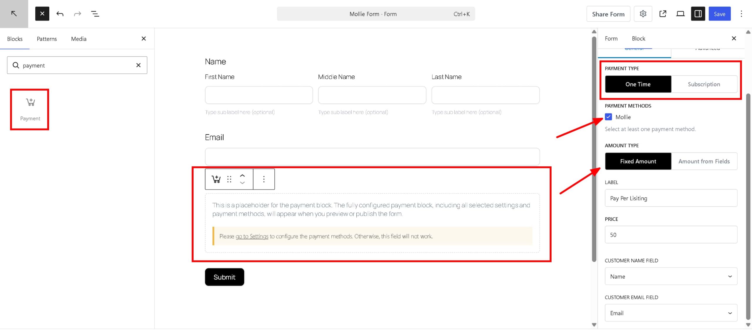 Mollie Payment Gateway 4 Add Mollie to a Payment Form scaled