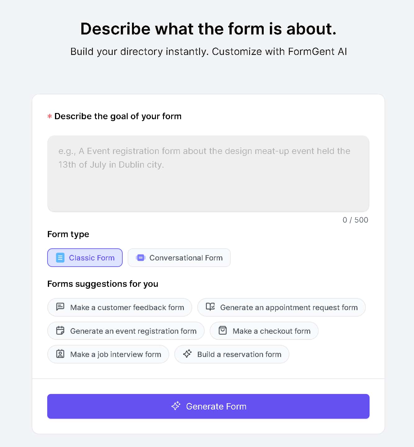 Create form with AI