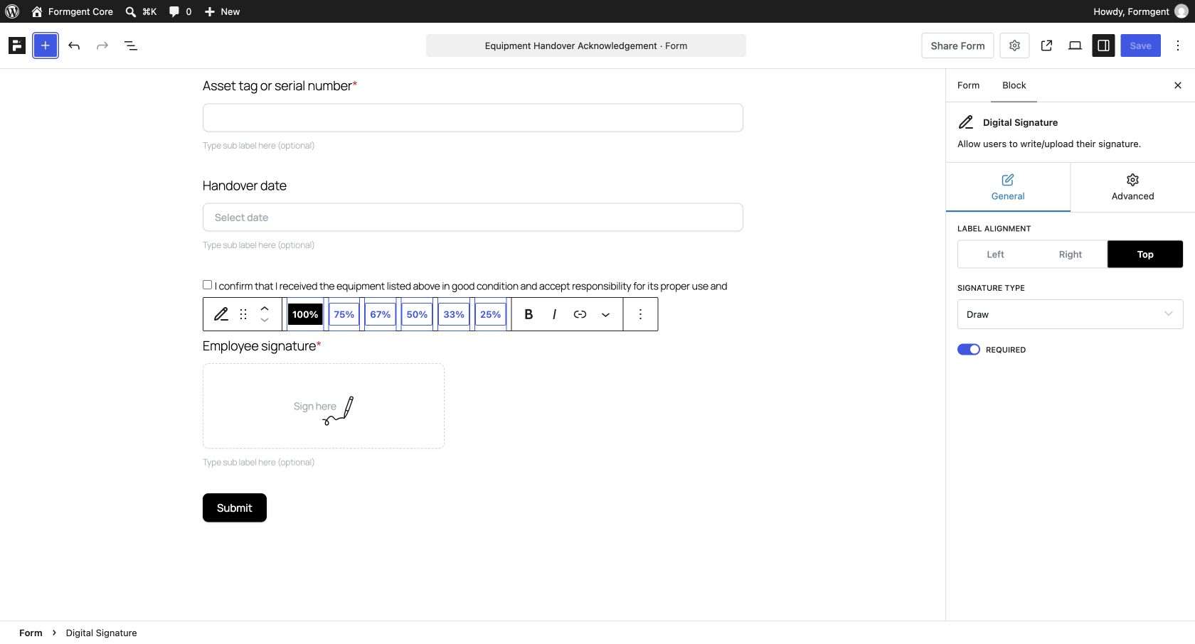 02 equipment handover signature settings 1