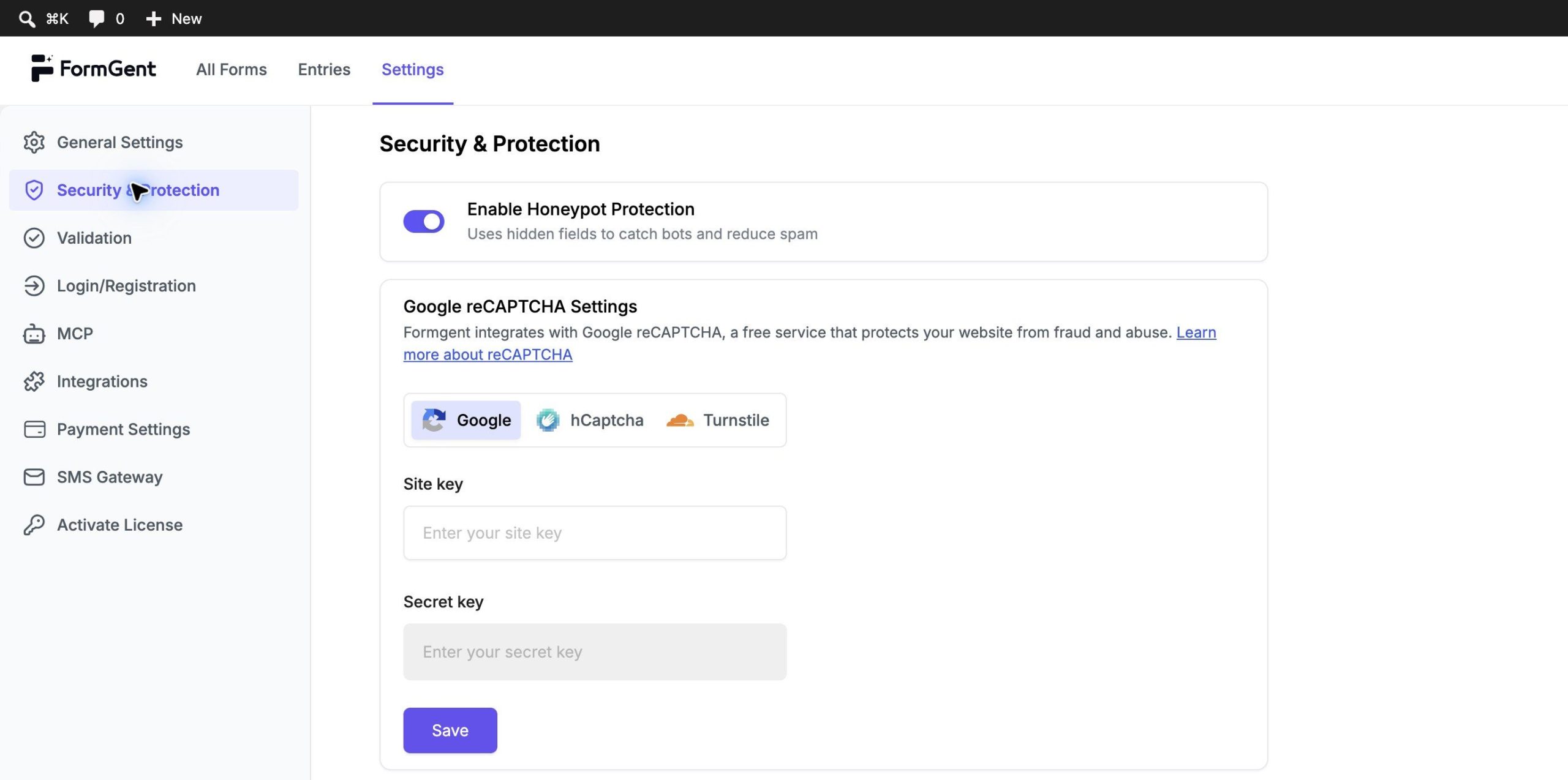 Configuring FormGent: First Steps 3 03 security and protection settings edited scaled