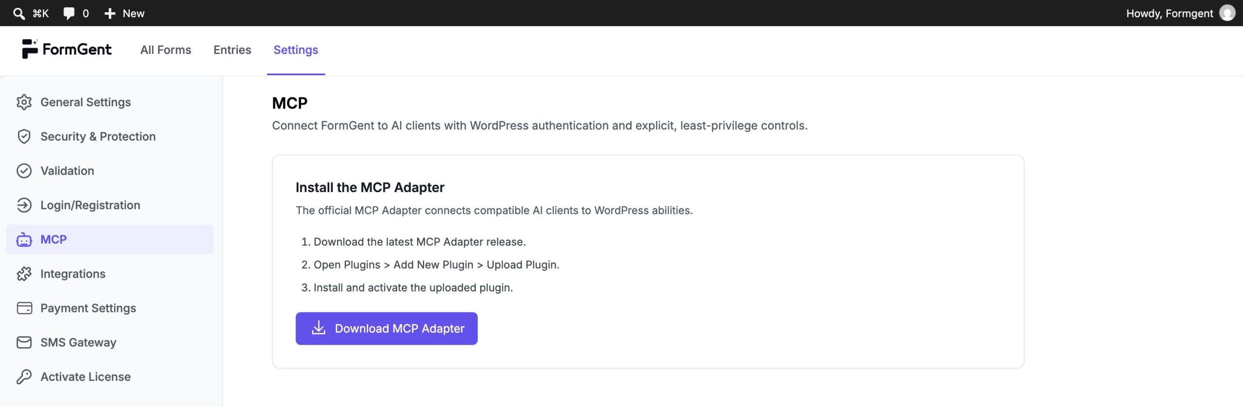 Configuring FormGent: First Steps 6 06 connect formgent to ai clients with mcp edited scaled