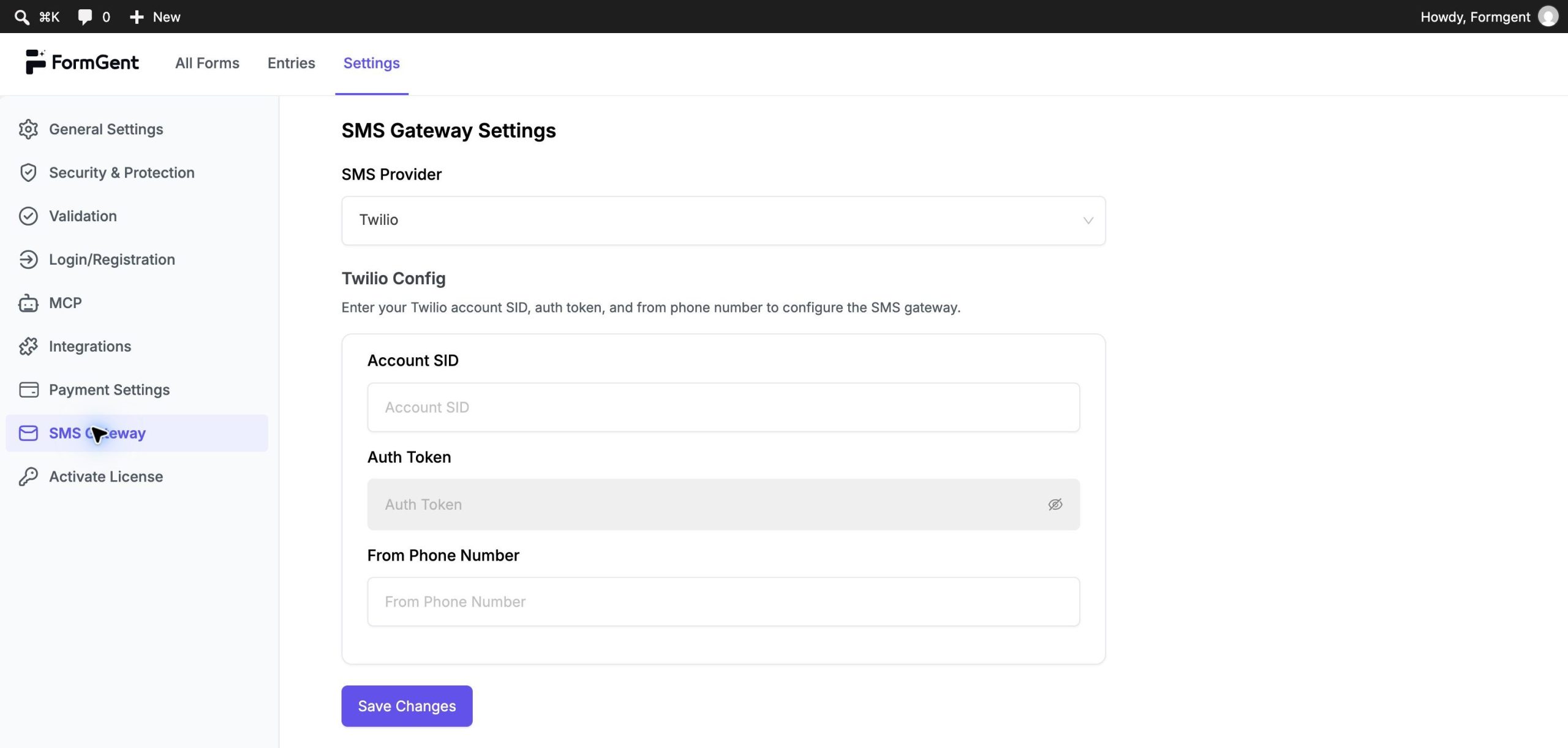 Configuring FormGent: First Steps 9 09 sms gateway settings edited scaled