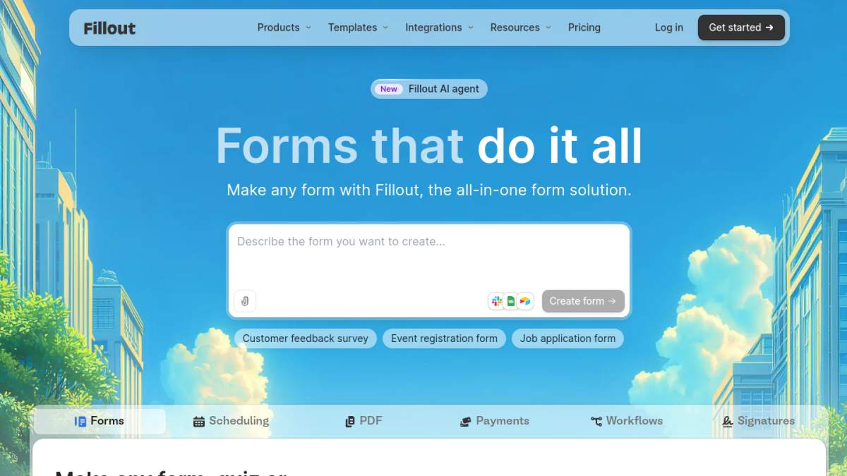 fillout homepage