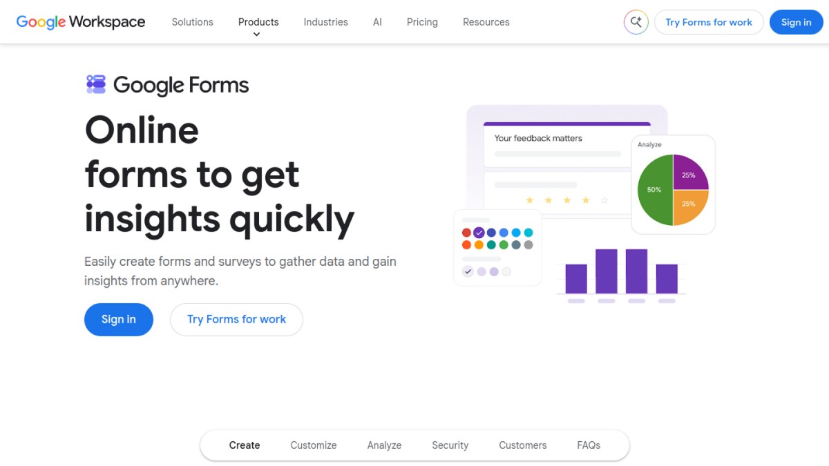 google forms homepage