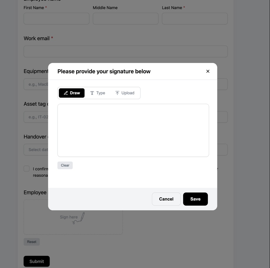 WordPress digital signature form