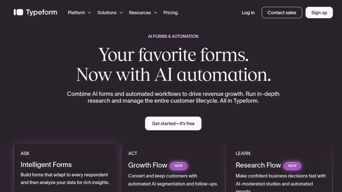 typeform homepage