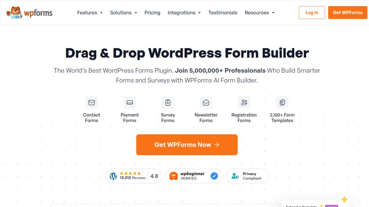 wpforms homepage