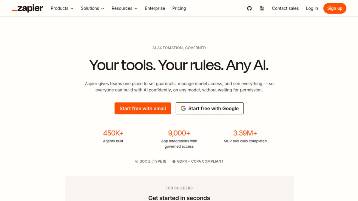 zapier homepage